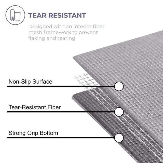 Alt view image 5 of 7 - Sunshine Yoga Voyage Yoga Mat, 6 Pack, 72" x 24" Professional Studio and Gym Bulk Yoga Mats, 5mm Thick, Durable, Anti-Tear, Non Slip Fitness and Exercise Mats, Cool Gray