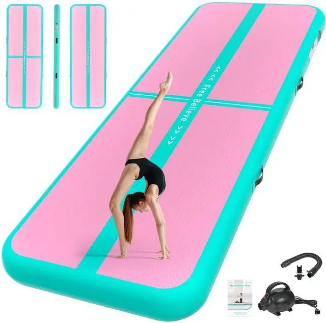 Main image of FINCOME Inflatable Gymnastics Mat Air Tumble Track Mats 10/13/16/20ft Training Mats for Home Use Air Mat with Pump 4/6 Thick for Cheerleading/Yoga/Parkour/Beach/Park/Water