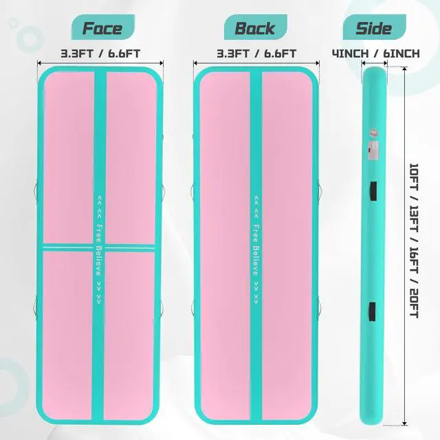 Alt view image 3 of 7 - FINCOME Inflatable Gymnastics Mat Air Tumble Track Mats 10/13/16/20ft Training Mats for Home Use Air Mat with Pump 4/6 Thick for Cheerleading/Yoga/Parkour/Beach/Park/Water