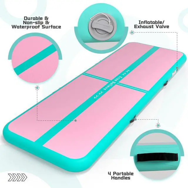 Alt view image 4 of 7 - FINCOME Inflatable Gymnastics Mat Air Tumble Track Mats 10/13/16/20ft Training Mats for Home Use Air Mat with Pump 4/6 Thick for Cheerleading/Yoga/Parkour/Beach/Park/Water