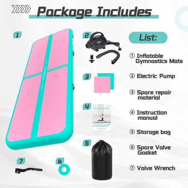 Alt view image 5 of 7 - FINCOME Inflatable Gymnastics Mat Air Tumble Track Mats 10/13/16/20ft Training Mats for Home Use Air Mat with Pump 4/6 Thick for Cheerleading/Yoga/Parkour/Beach/Park/Water