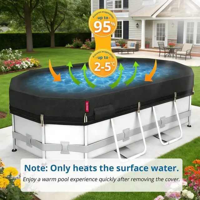 Alt view image 7 of 7 - QH.HOME 12x22Ft Oval Pool Cover,Super Windproof Ratchet Straps (1,500lb Break Strength)-Effective Installation/Removal,Pool Cover for Above Ground Pools,Snug Fit,Blocks Leaves, Sun & Water