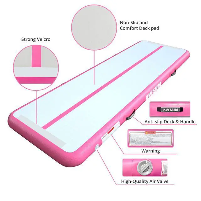 Alt view image 4 of 6 - AWSUM Air Gymnastics Mat 10ft/13ft/16ft/20ft/23ft Inflatable Tumble Track mats 4/8 inches Thick tumbling mat with Electric Pump for Home/Gym