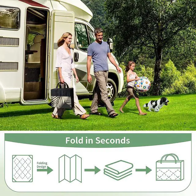 Alt view image 7 of 7 - GENIMO Outdoor Rug 10' x 14' Waterproof for Patios Clearance, Reversible Outdoor Plastic Straw Camping Rug Carpet, Large Area Rugs Mats for RV, Camper, Deck, Balcony, Porch, Beach, Picnic, Black&Beige