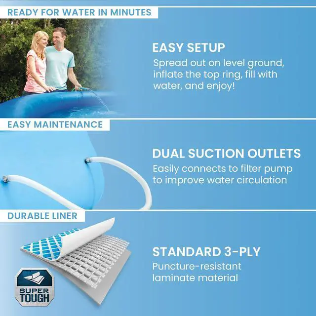 Alt view image 5 of 7 - INTEX Easy Set 12 ft x 30in Above Ground Pool Set, Round Inflatable Swimming Pool with 530 GPH Cartridge Filter Pump and Type A Cartridge