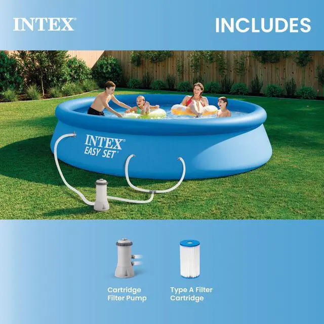 Alt view image 6 of 7 - INTEX Easy Set 12 ft x 30in Above Ground Pool Set, Round Inflatable Swimming Pool with 530 GPH Cartridge Filter Pump and Type A Cartridge