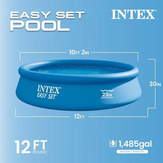 Alt view image 3 of 7 - INTEX Easy Set 12 ft x 30in Above Ground Pool Set, Round Inflatable Swimming Pool with 530 GPH Cartridge Filter Pump and Type A Cartridge