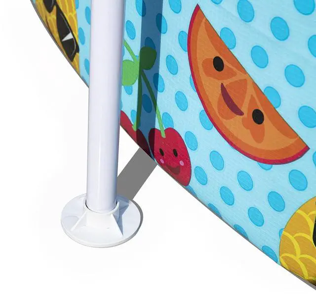 Alt view image 6 of 7 - H2OGO! Kids Splash-in-Shade 8-Foot Round Steel Frame Above Ground Pool with Water Mister and Canopy Sunshade, Green Tropical Leaf Print