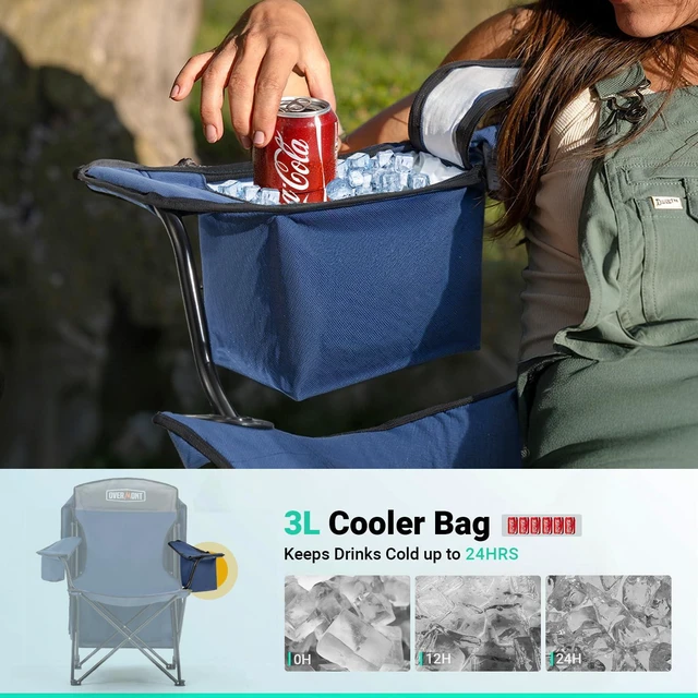 Alt view image 3 of 7 - 2-Pack Camping Chairs with Canopy Shade - 330 lb Support | Folding Beach Chair with 2.5" Padded Headrest for Added Comfortable Seating at Outdoor Events, Sports, Fishing and Pool
