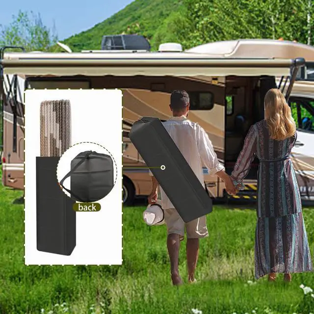 Alt view image 6 of 7 - EEZ RV Products 9'x12'BRW Heavy Duty Reversible/Durable Outdoor Patio/RV Mats - Perfect for Camping, Beach (9ft x 12ft Brown) Come with Large Storage Bag & 6 Sets of Stakes and Washer