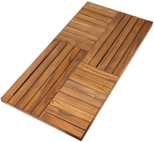 Main image of Utoplike Teak Wood Bath Mat, Extra Large Shower Mat for Bathroom, 40 x 20 inch Non Slip Wooden Floor Sturdy Mat for Inside Shower Luxury Spa Home or Outdoor