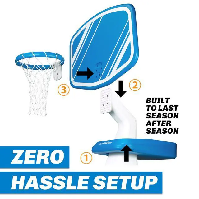 Alt view image 5 of 6 - GoSports Splash Hoop Swimming Pool Basketball Game, Includes Poolside Water Basketball Hoop, 2 Balls and Pump Choose Your Style