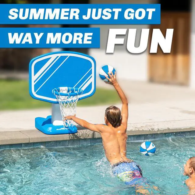 Alt view image 6 of 6 - GoSports Splash Hoop Swimming Pool Basketball Game, Includes Poolside Water Basketball Hoop, 2 Balls and Pump Choose Your Style