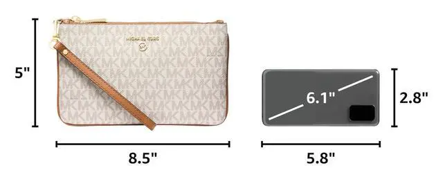Alt view image 3 of 4 - Michael Kors Jet Set Charm Medium Top-Zip Wristlet, Gold-Tone Hardware/Vanilla/Acorn