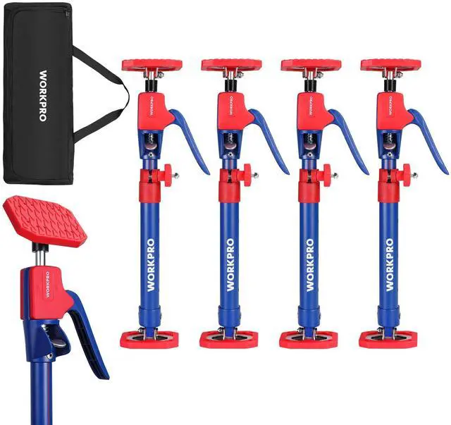 Main image of WORKPRO Cabinet Jack Support Pole, 18.5" to 29.5" Steel Telescopic Quick Support Rod Adjustable 3rd Hand Support System with 154 lbs Capacity for Cabinet Jack, Drywall Jack& Cargo Bars, 4-Pack