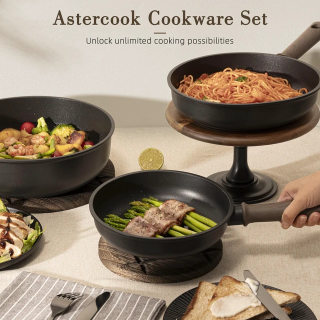 Alt view image 6 of 7 - 19 Pcs Pots and Pans Set Non Stick, Black Titanium Induction Kitchen Cookware Sets, Non toxic Healthy Kitchen Cooking Set with Frying Pans Set, PTFE PFOA PFOS Free, Fathers Day Gift for Men