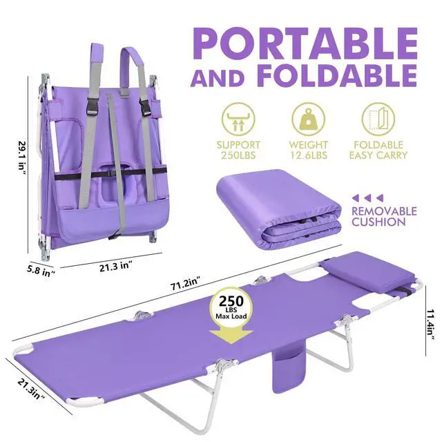 Alt view image 2 of 7 - 3 in 1 Women Comfort Backpack Beach Tanning Lounge Chair with Cushion Face Hole Softer Padded Adjustable Washable, Layout Sun Chair for Adults Outside Reading Sunbathing Poolside, 6 Position, 2 Pack