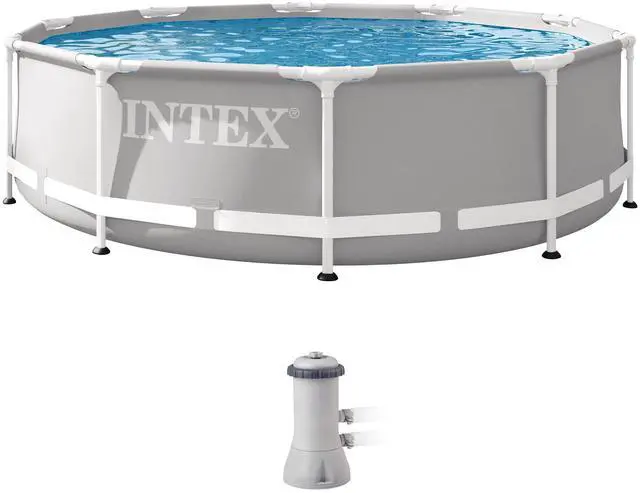 Main image of INTEX 26701EH Prism Frame Premium Above Ground Swimming Pool Set: 10ft x 30in Includes 330 GPH Cartridge Filter Pump SuperTough Puncture Resistant Rust Resistant 1185 Gallon Capacity