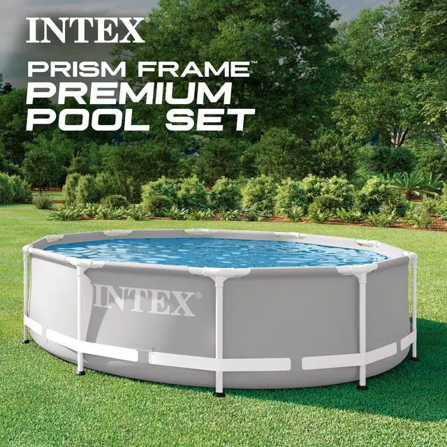 Alt view image 2 of 7 - INTEX 26701EH Prism Frame Premium Above Ground Swimming Pool Set: 10ft x 30in Includes 330 GPH Cartridge Filter Pump SuperTough Puncture Resistant Rust Resistant 1185 Gallon Capacity