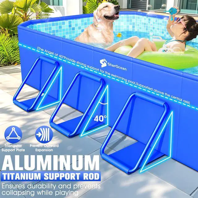 Alt view image 4 of 7 - StarOcean 2026 Foldable Pool, Large Non-Inflatable Swimming Pool for Kids,Adult Collapsible Pools Hard Plastic Shell, Oversized Thickened,Portable Folding Kids Pools for Backyard 90"x50"x20"-Blue