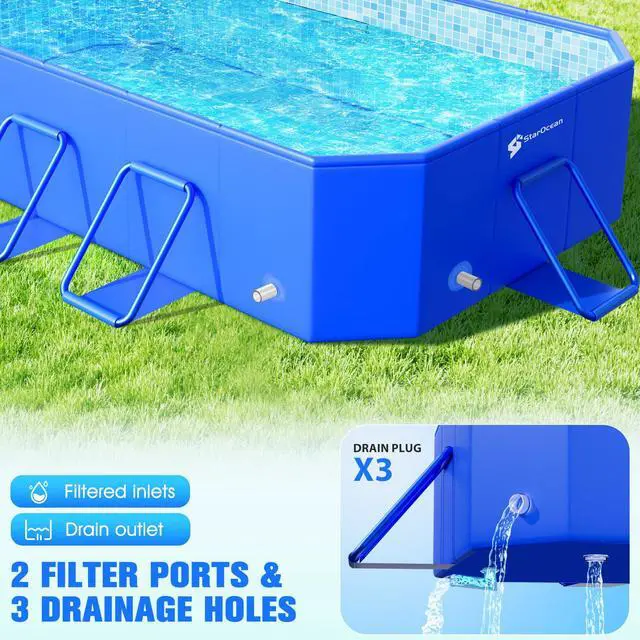 Alt view image 5 of 7 - StarOcean 2026 Foldable Pool, Large Non-Inflatable Swimming Pool for Kids,Adult Collapsible Pools Hard Plastic Shell, Oversized Thickened,Portable Folding Kids Pools for Backyard 90"x50"x20"-Blue