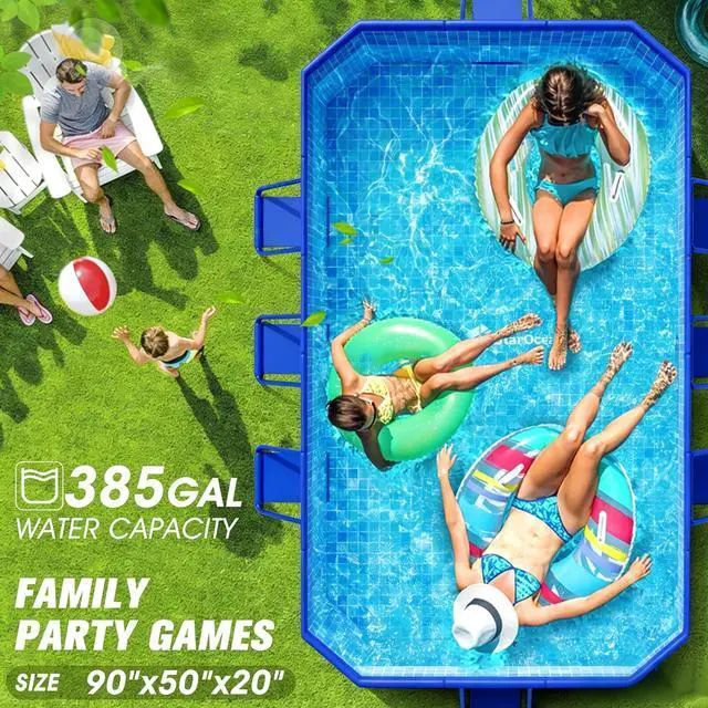 Alt view image 7 of 7 - StarOcean 2026 Foldable Pool, Large Non-Inflatable Swimming Pool for Kids,Adult Collapsible Pools Hard Plastic Shell, Oversized Thickened,Portable Folding Kids Pools for Backyard 90"x50"x20"-Blue