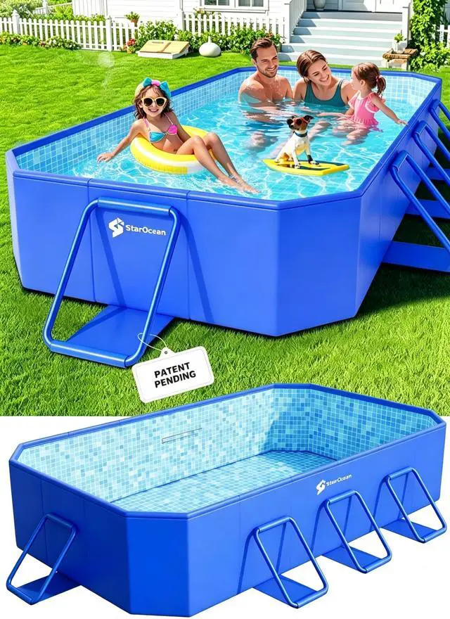 Main image of StarOcean 2026 Foldable Pool, Large Non-Inflatable Swimming Pool for Kids,Adult Collapsible Pools Hard Plastic Shell, Oversized Thickened,Portable Folding Kids Pools for Backyard 90"x50"x20"-Blue