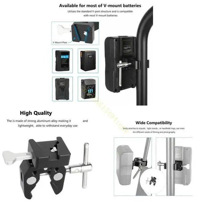 Main image of Aluminum V Lock Quick Release Mount Adapter Multipurpose Super Clamp 45BD