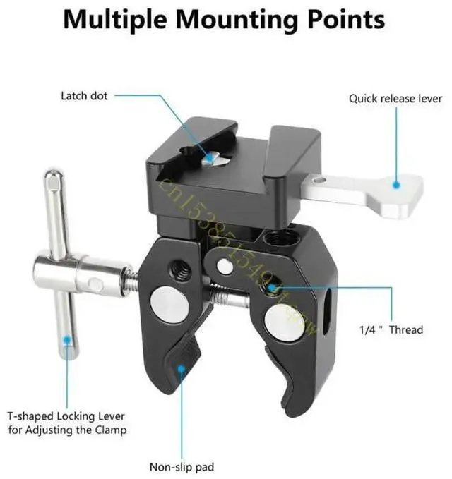 Alt view image 2 of 3 - Aluminum V Lock Quick Release Mount Adapter Multipurpose Super Clamp 45BD