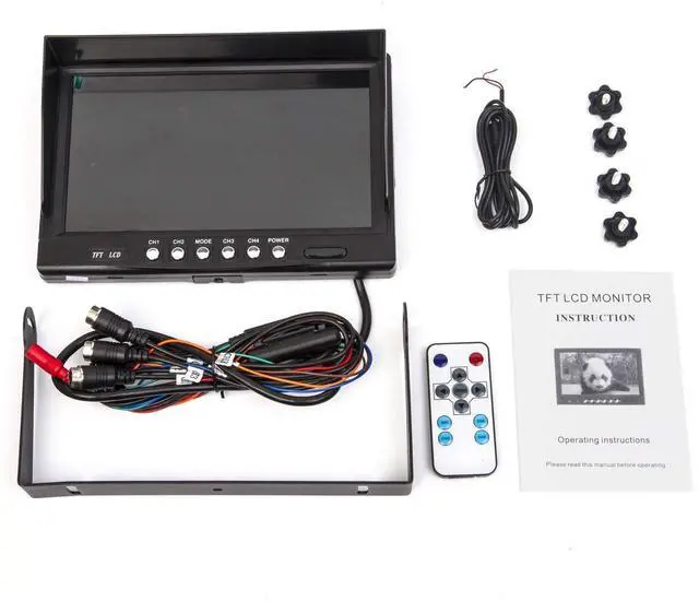 Alt view image 5 of 5 - Yasoca 9" TFT LCD Car Rearview Quad Split Monitor,Remote Control, 4 Channels 4-PIN Connector Video Inputs Shockproof - 12V-24V 800480HD Screen w/Sunshade Anti-Glare