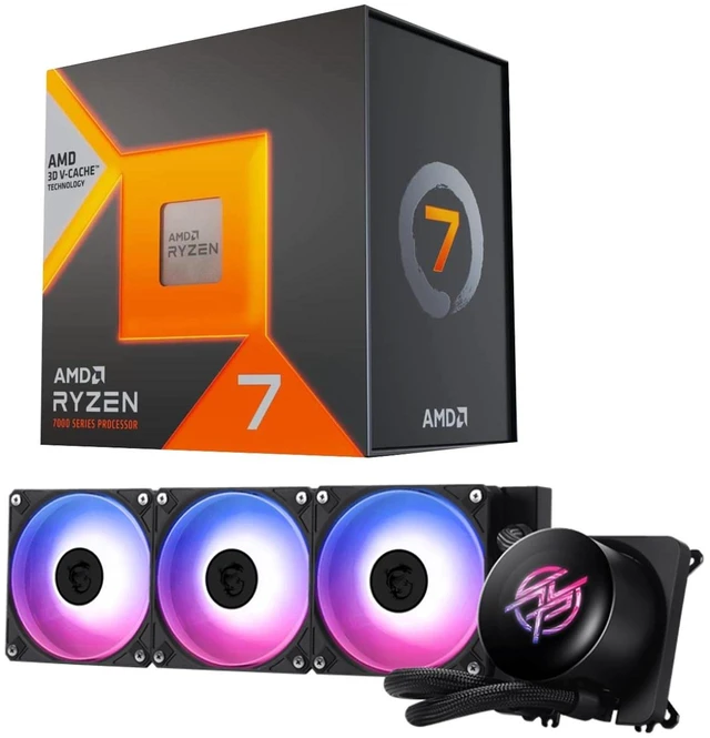 Main image of MICRO CENTER CPU AIO Combo - AMD Ryzen 7 7800X3D Desktop Processor with MSI MPG CORELIQUID P13 360 AIO ARGB LCD CPU Liquid Cooler 360mm Radiator LGA 1851/1700/ AM5/ AM4 Ready