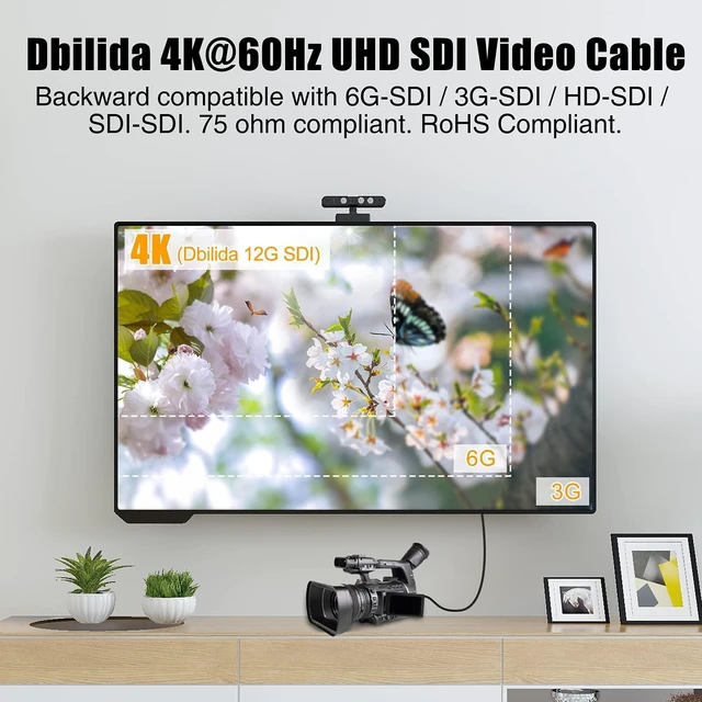 Alt view image 3 of 5 - Dbilida 12G SDI Cable 75 ft, 4K@60Hz RG11 SDI Video Cable 75ohm BNC Cable 16AWG Supports 6G/3G-SDI/HD-SDI for Video Security Camera, Blackmagic SDI Converter