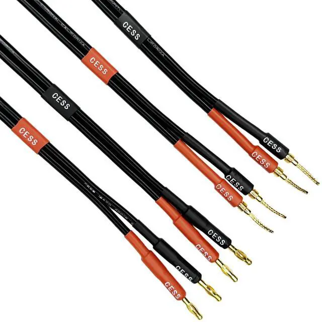 Alt view image 2 of 5 - CNCESS CESS-277-6f Spring Clips Braided-Type Pin Banana Plug to Standard-Type 4mm Banana Plug Speaker Cable, 12 Gauge 680 Strand Count Super Soft Silicone Wire (6 FEET)