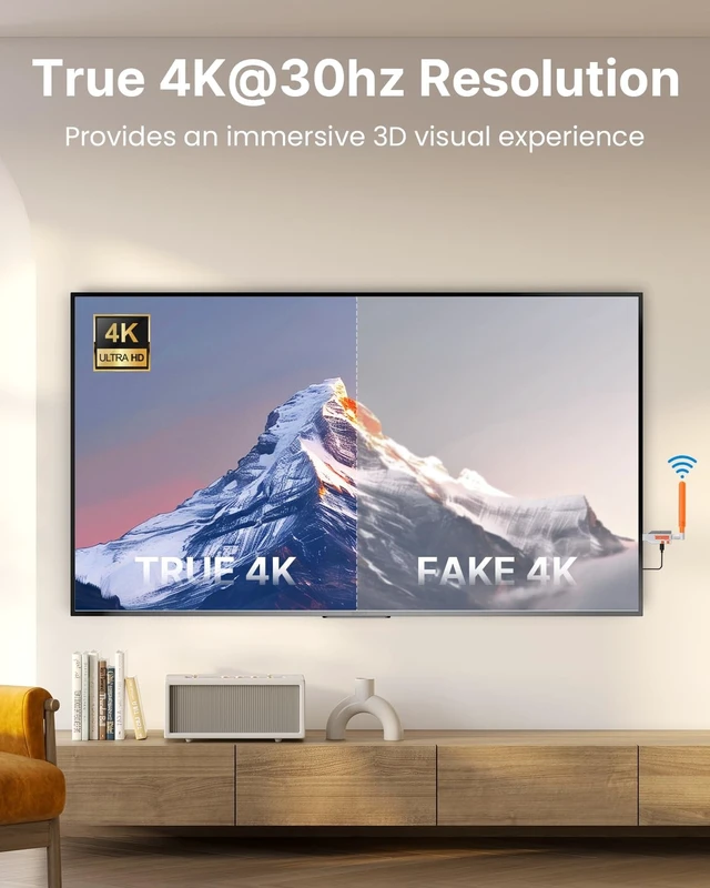 Alt view image 3 of 5 - Coolpie Wireless HDMI Ture 4K UHD Transmitter and Receiver (Silver)