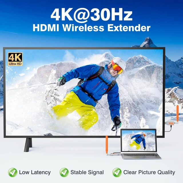 Alt view image 2 of 5 - Coolpie Wireless HDMI Ture 4K UHD Transmitter and Receiver (Silver)