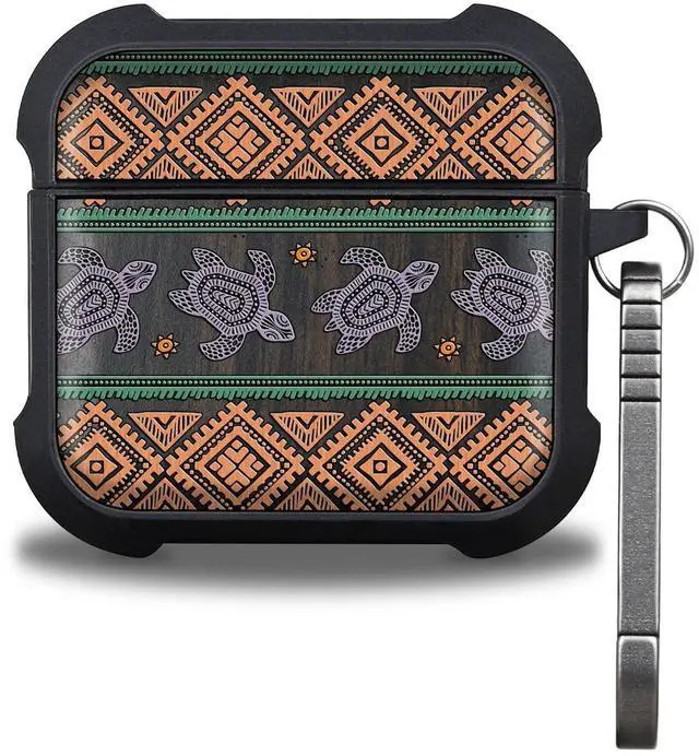 Main image of Patterit for AirPods 4 Case (2024) (USB-C), Shockproof Cover with Quick Released Keychain, Compatible with AirPods 4th Generation, Natural Wood Hand-Drawn (Turtle Voyage) Dark Wood