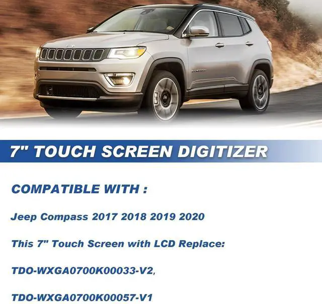 Alt view image 2 of 5 - 7" uconnect Touch Screen Digitizer LCD Monitor Radio Navigation Compatible with Jeep Compass 2017 2018 2019 2020 Radio Navigation Replace # TDO-WXGA0700K00033-V2 TDO-WXGA0700K00057-V1