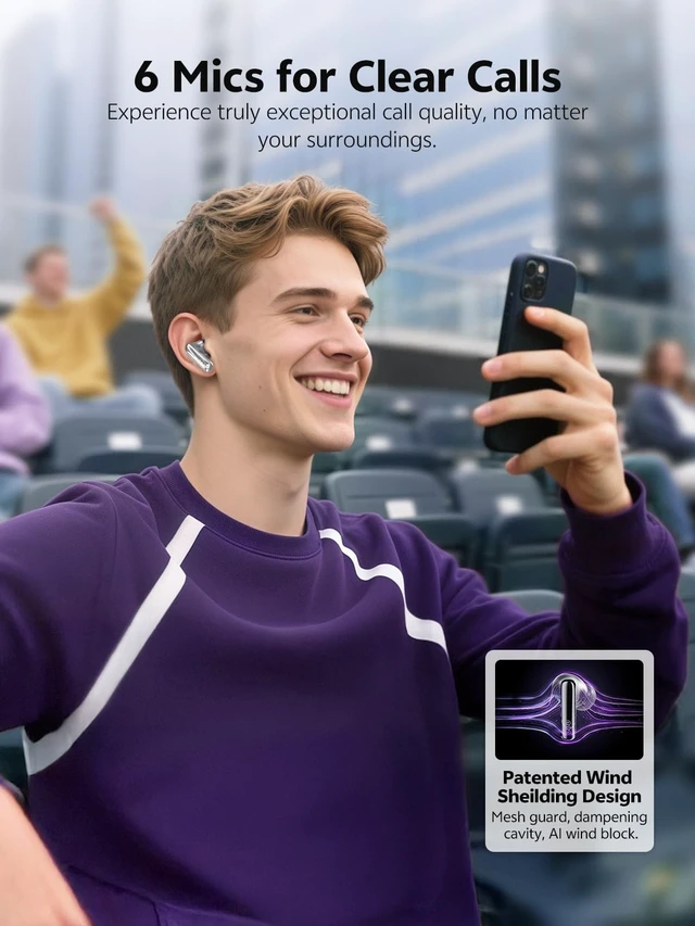 Alt view image 5 of 5 - QCY MeloBuds N70 Aadptive Hybrid Active Noise Cancelling Wireless Earbuds