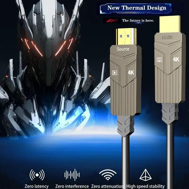 Alt view image 2 of 5 - Soonsoonic Fiber Optic HDMI Cable 200ft,18Gbps 4K@60Hz(4:4:4) Unidirectional Active 2.0 Cord,Support HDR10 ARC HDCP 2.2 3D CEC Atmos DTS:X, Ultra high Speed Flexible and Slim60m