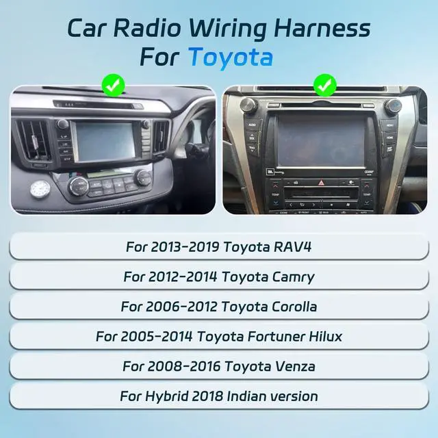 Alt view image 4 of 5 - NHOPEEW Radio Wiring Harness Adapter Connector Compatible with Toyota RAV4 Camry Fortuner Hilux Corolla Venza - Radio Harness Car with Canbus + Original USB Cable