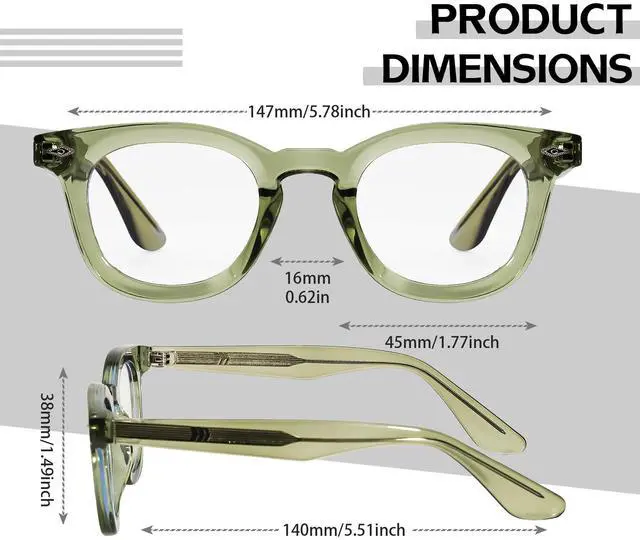 Alt view image 4 of 5 - SIPHEW Blue Light Blocking Glasses for Women & Men - Square Acetate Tr90 Sturdy Frame Anti Eyestrain Eyeglasses