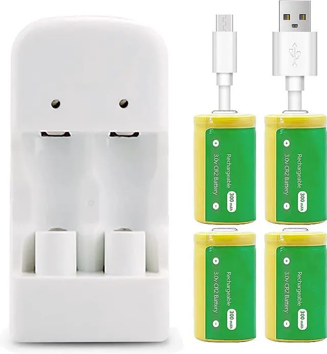 Main image of USB CR2 3.0V Charger Set CR2 3V Camera Battery CR15H270 USB Charger with 4pcs 300Mah Rechargeable CR2 3V Battery for Instant mini25 Camera Photo Digital Harinezumi Sight Golf Rangefinder Disc Brake