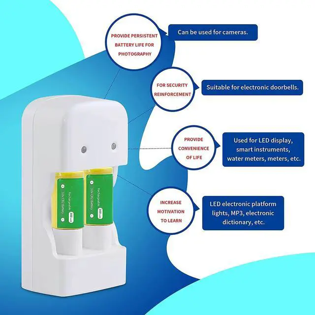 Alt view image 2 of 5 - USB CR2 3.0V Charger Set CR2 3V Camera Battery CR15H270 USB Charger with 4pcs 300Mah Rechargeable CR2 3V Battery for Instant mini25 Camera Photo Digital Harinezumi Sight Golf Rangefinder Disc Brake