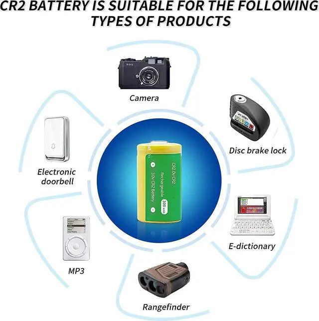 Alt view image 3 of 5 - USB CR2 3.0V Charger Set CR2 3V Camera Battery CR15H270 USB Charger with 4pcs 300Mah Rechargeable CR2 3V Battery for Instant mini25 Camera Photo Digital Harinezumi Sight Golf Rangefinder Disc Brake