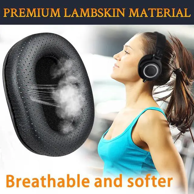 Alt view image 4 of 5 - SOULWIT Lambskin Earpads Replacement for Audio Technica ATH M50X M50XBT M50RD M40X M30X M20X MSR7 SX1 Monitor Headphones, Ear Pads Cushions with High-Density Foam - Black