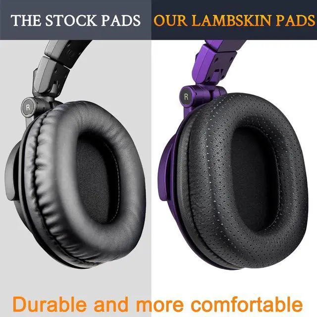Alt view image 5 of 5 - SOULWIT Lambskin Earpads Replacement for Audio Technica ATH M50X M50XBT M50RD M40X M30X M20X MSR7 SX1 Monitor Headphones, Ear Pads Cushions with High-Density Foam - Black