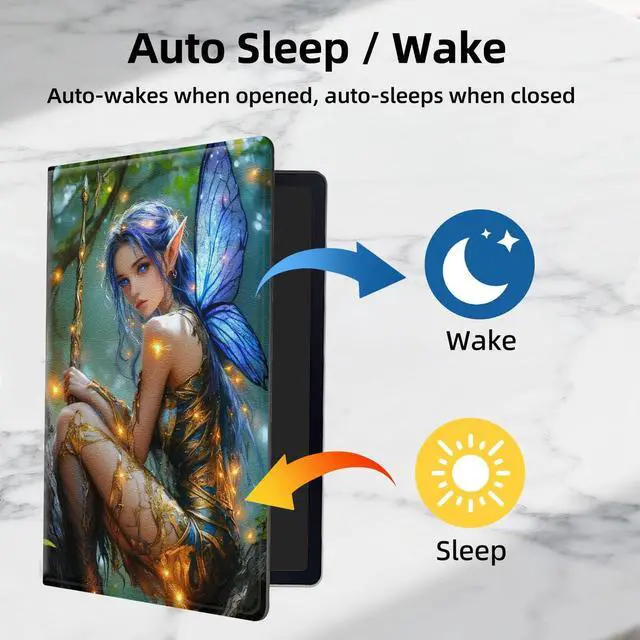 Alt view image 3 of 5 - DISUOFEART for All-New Fire Max 11 Tablet Case(13th Gen,2023 Release), Slim Lightweight Stand Cover with Auto Sleep/Wake, Enchanted Forest Fairy with Blue Wings