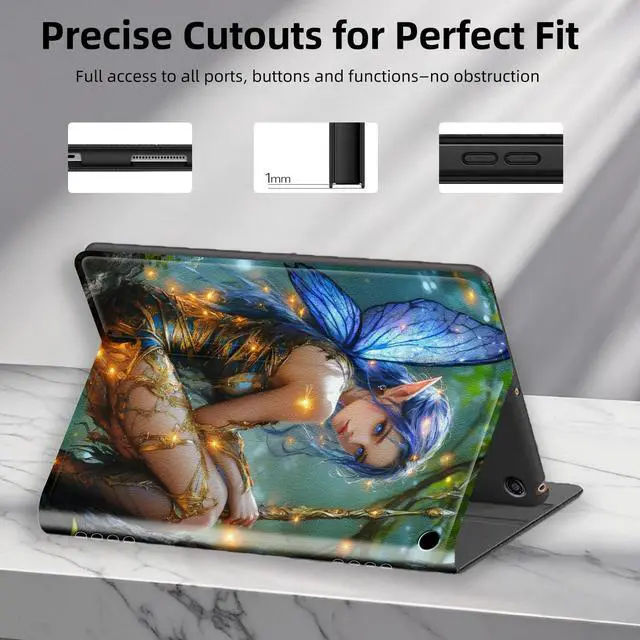 Alt view image 4 of 5 - DISUOFEART for All-New Fire Max 11 Tablet Case(13th Gen,2023 Release), Slim Lightweight Stand Cover with Auto Sleep/Wake, Enchanted Forest Fairy with Blue Wings