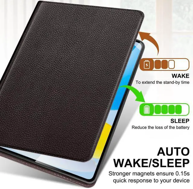 Alt view image 4 of 5 - Thryxop Genuine Leather Case for iPad 11th Gen 11" (2025/A16) & 10th Gen 10.9" (2022) ^^ Slim Protective Cover with Adjustable Stand, Auto Wake/Sleep, Premium Leather ^^ Dark Brown