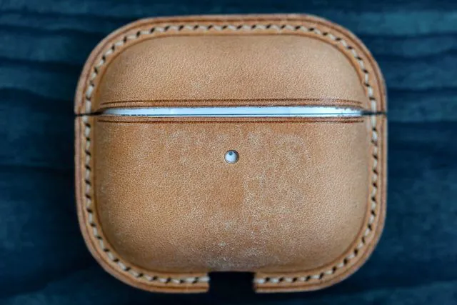 Alt view image 3 of 5 - Airpods 3 Case Vegetable Tanned Italian Leather Handmade Supports Wireless Charging (Natural)